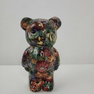 Calico Colored 7” Tall Bear Porcelain Patchworks